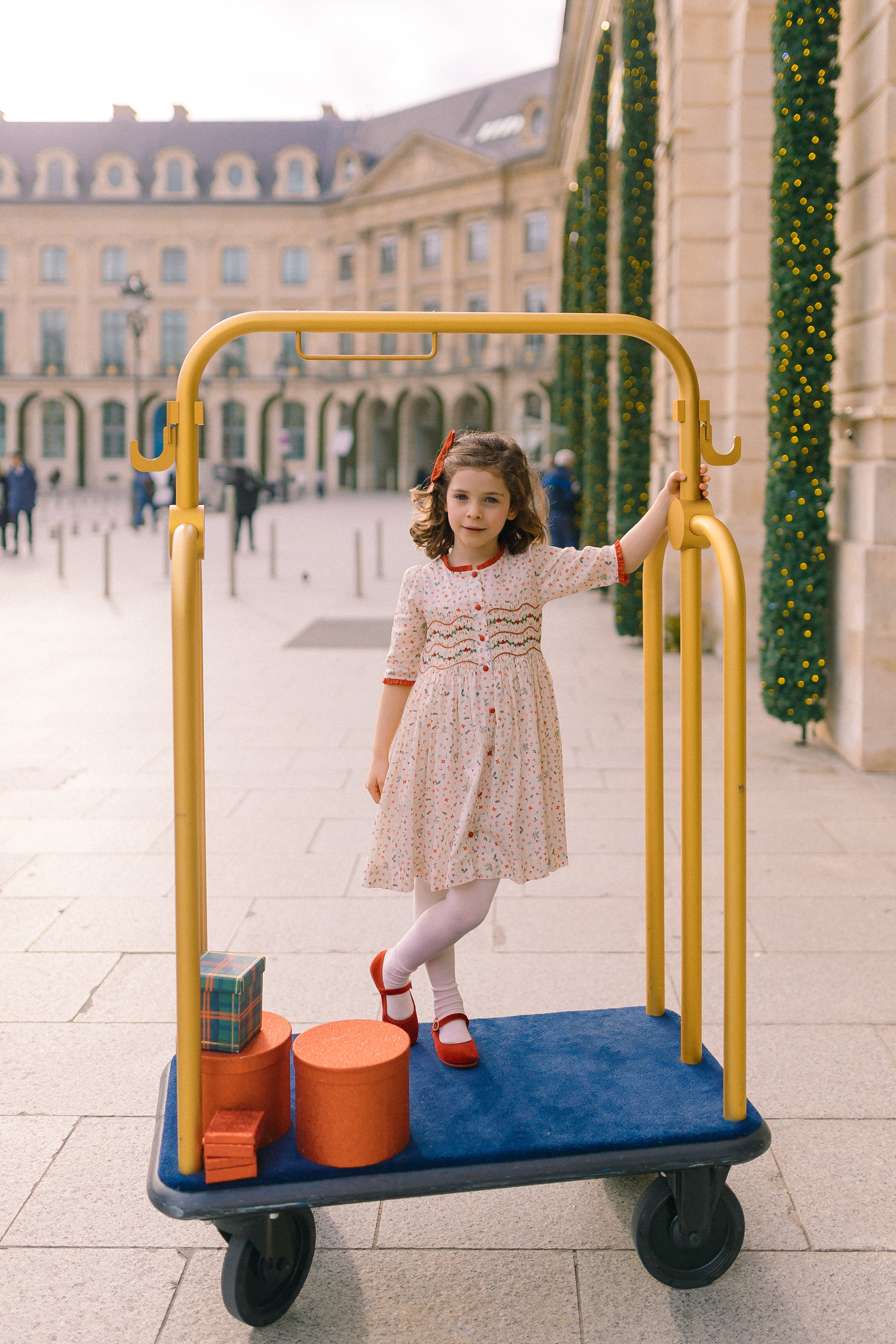 Antoinette Paris Elysée winter floral dress with three-quarter sleeves and crocheted cuffs