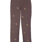 Little English chocolate corduroy classic pant with seated lab embroidery for boys