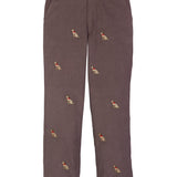 Little English chocolate corduroy classic pant with seated lab embroidery for boys