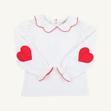 Emma`s Elbow Patch Top -Onesie Red Hearts