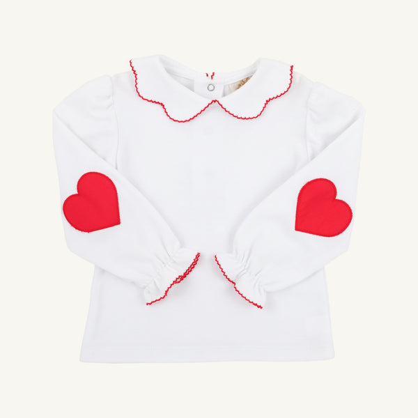 Emma`s Elbow Patch Top -Onesie Red Hearts