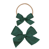 Satin Bow Alligator Clip - Evergreen Sash Clip with Large Bow