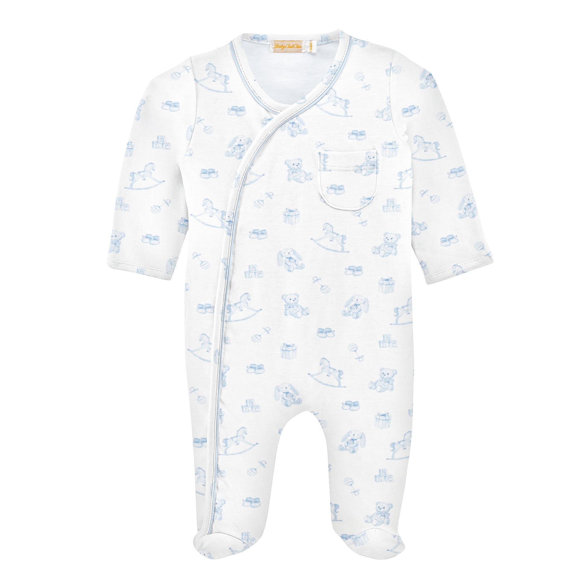 Baby Club Chic tiny baby toys boy printed pima crossed footie