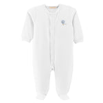 Baby Club Chic let's fly together embroidered pima footie with piping trim in white