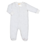 Baby Club Chic light blue stripes printed pima zipped footie