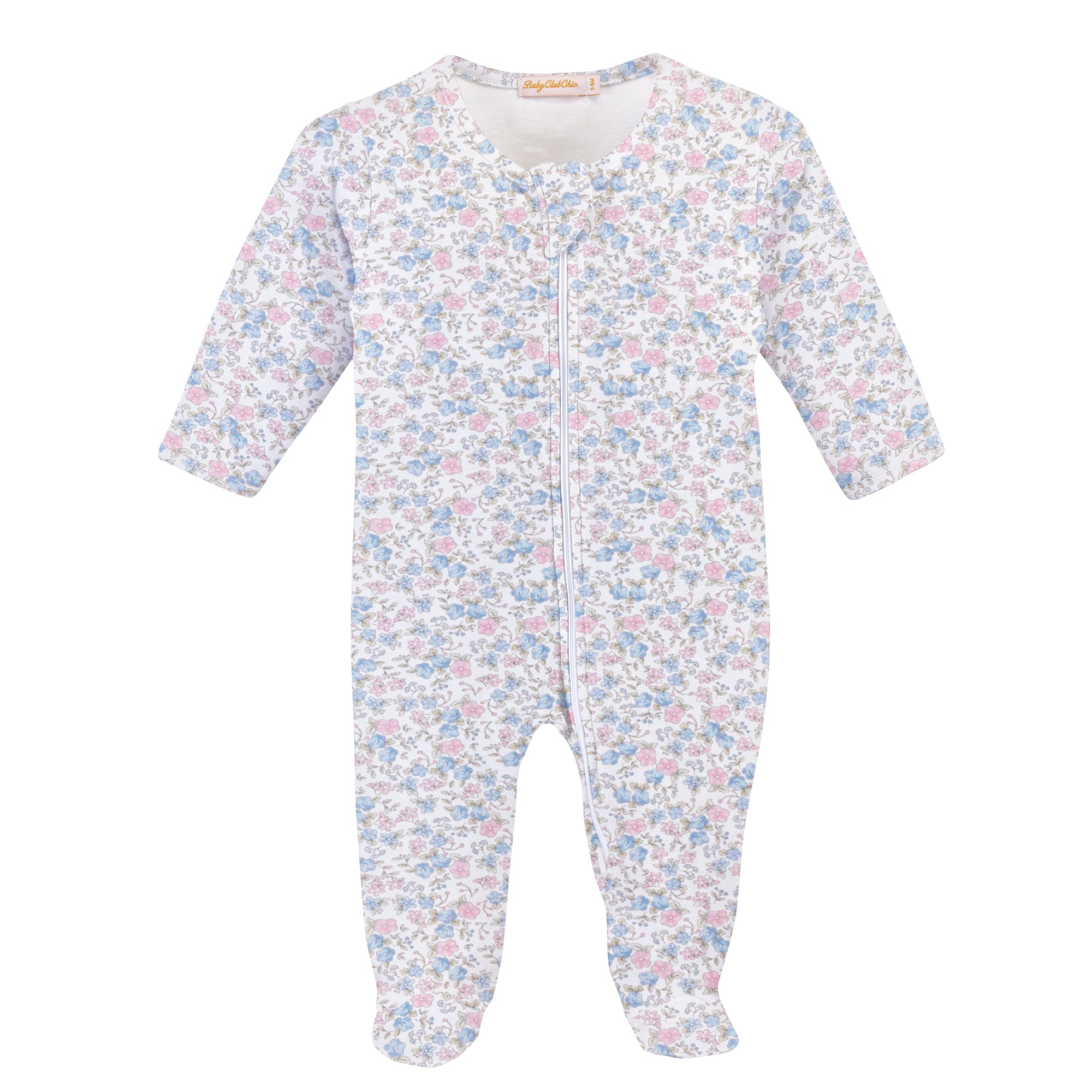 Tiny Soft Floral Zipped Footie