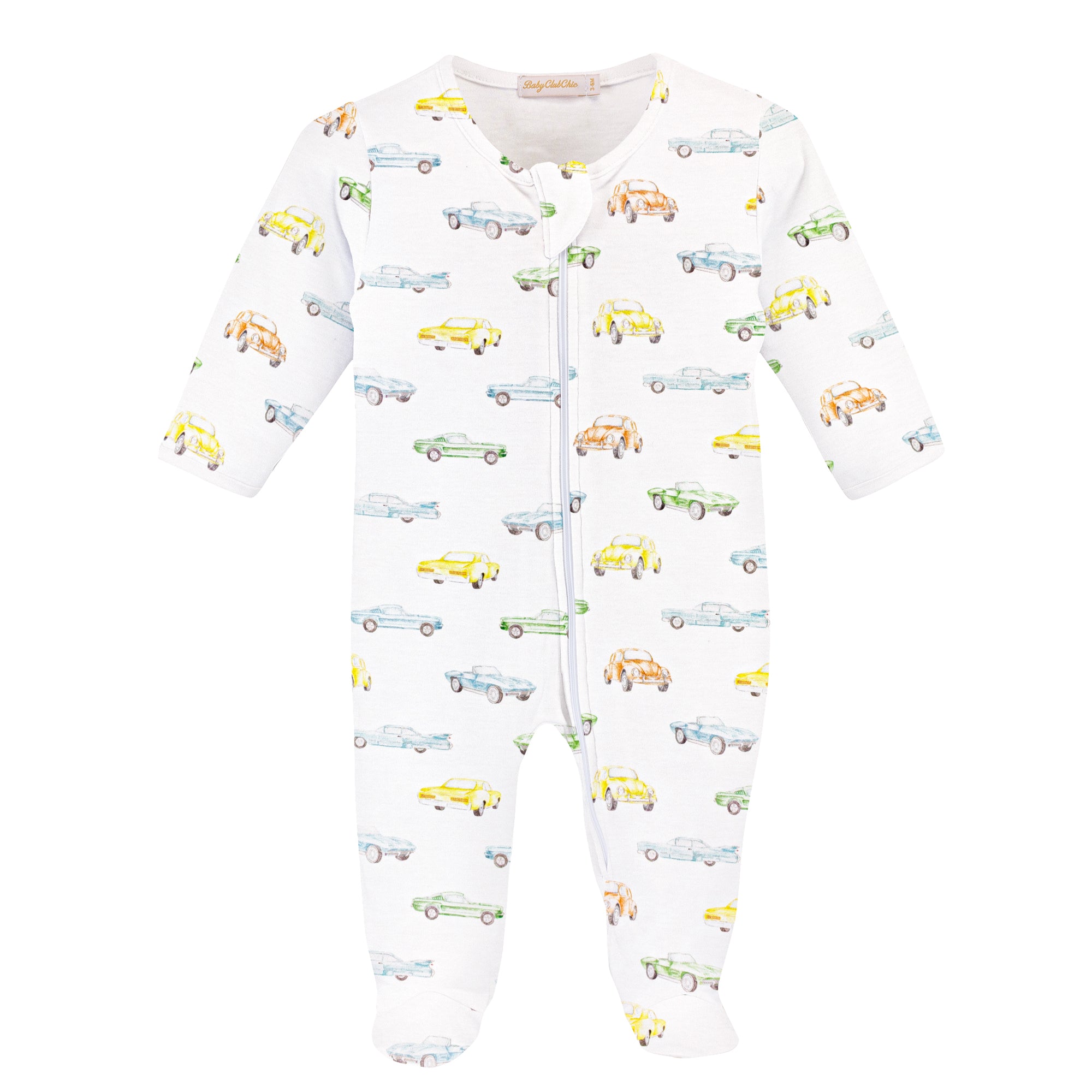 Vintage Cars Zipped Footie