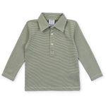 Finn Pima Cotton Long Sleeve Polo for Boys - Green Stripes