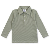 Finn Pima Cotton Long Sleeve Polo for Boys - Green Stripes