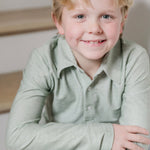 Finn Pima Cotton Long Sleeve Polo for Boys - Green Stripes