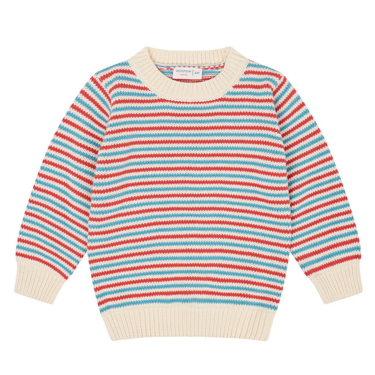 minnow Unisex Red And Marina Stripe Knit Sweater