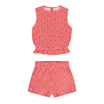 minnow Cranberry Gingham French Terry Set