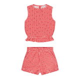 minnow Cranberry Gingham French Terry Set