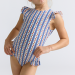 minnow Strawberry patch ruffle cap sleeve one piece