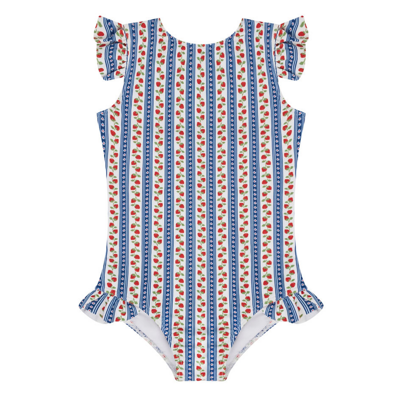 minnow Strawberry patch ruffle cap sleeve one piece