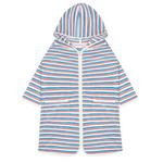 minnow Unisex Stripe French Terry Short Sleeve Hooded Zipper Coverup