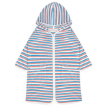 minnow Unisex Stripe French Terry Short Sleeve Hooded Zipper Coverup