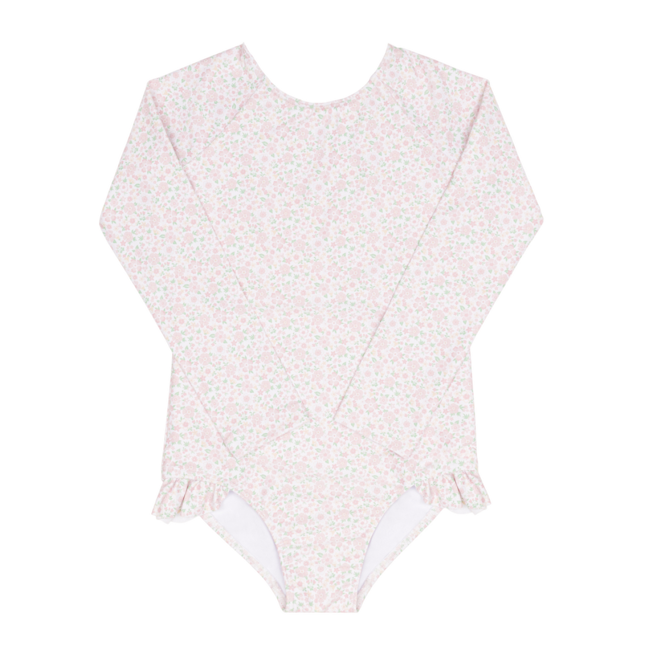 Girls Antique Floral Ruffle Sleeve Rashguard One Piece