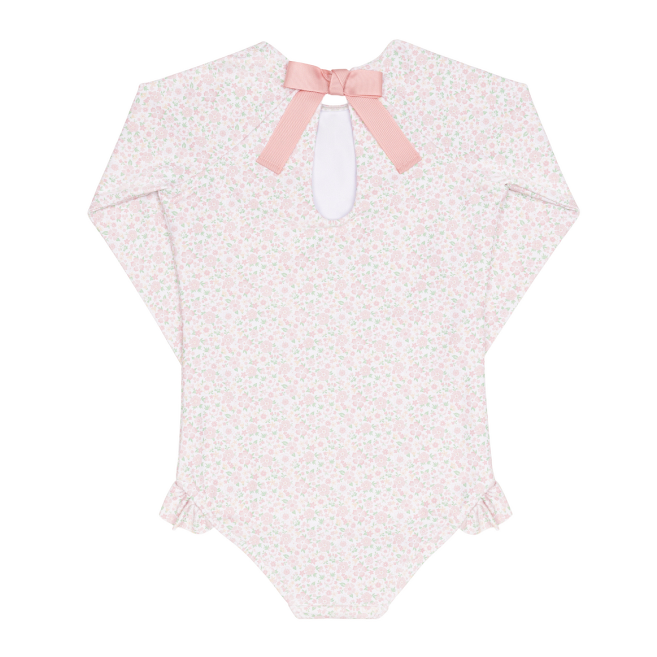 Girls Antique Floral Ruffle Sleeve Rashguard One Piece