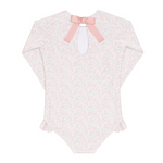 Girls Antique Floral Ruffle Sleeve Rashguard One Piece