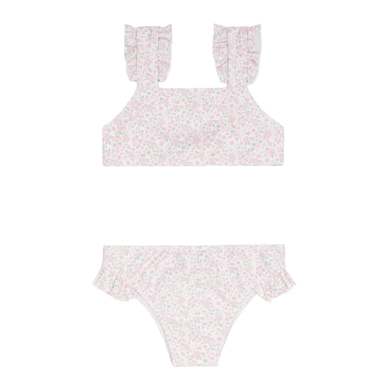 Girls Antique Floral Ruffle Strap Bikini