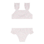 Girls Antique Floral Ruffle Strap Bikini