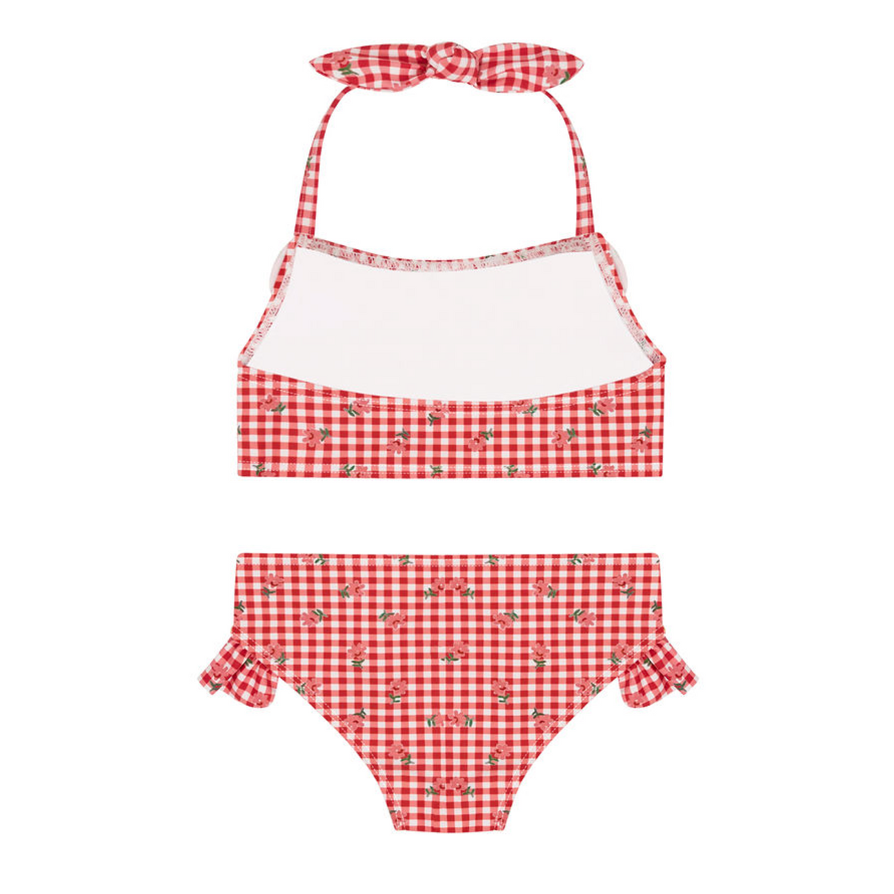 minnow Cranberry Gingham Halter Scoop Neck Bikini