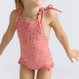 minnow Cranberry Gingham Halter One Piece