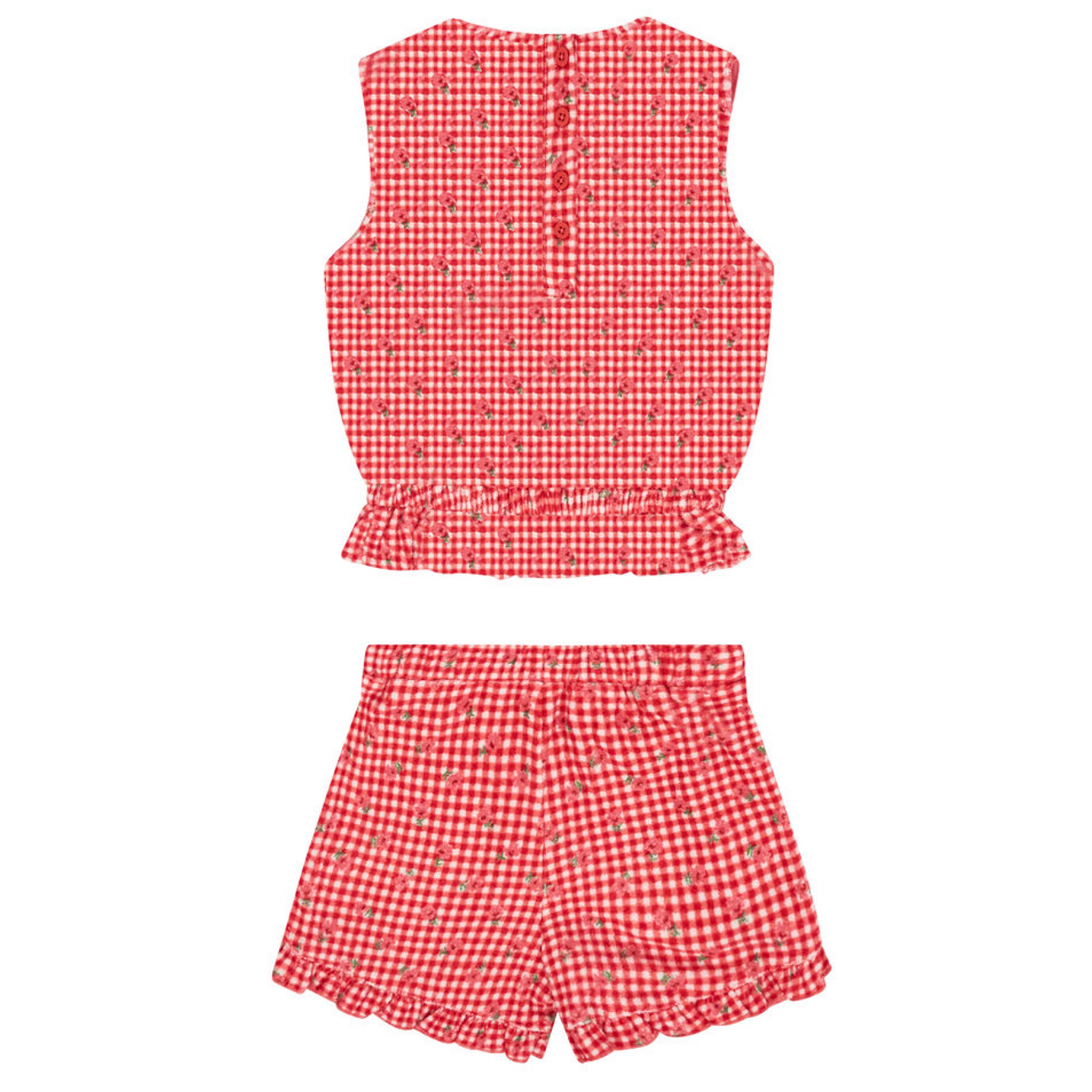 minnow Cranberry Gingham French Terry Set