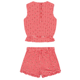 minnow Cranberry Gingham French Terry Set
