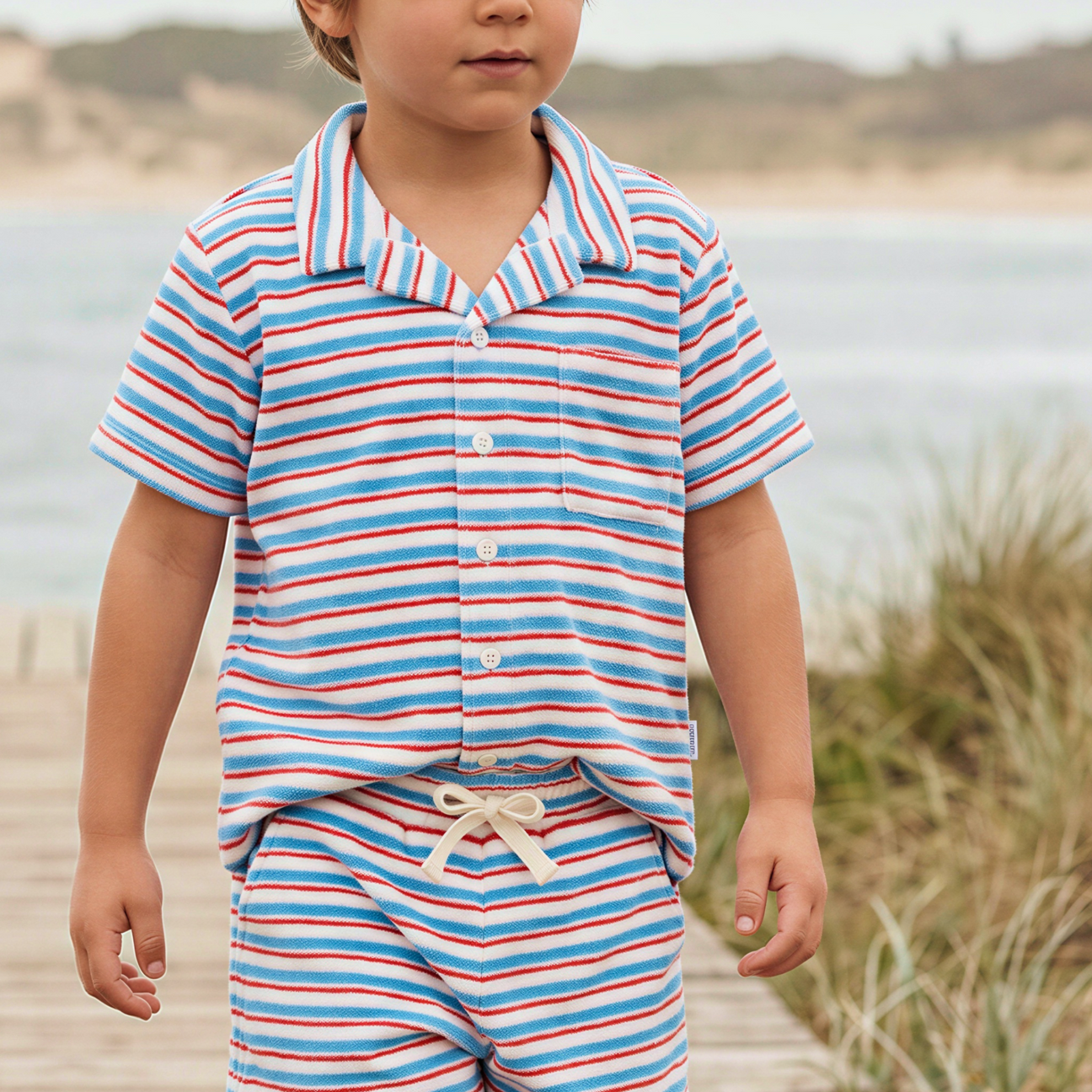 minnow Boys Stripe French Terry Button Up