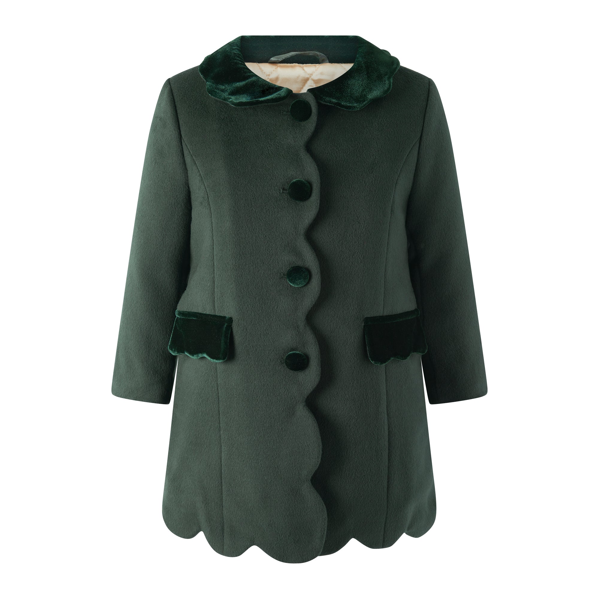 Rachel Riley Green Scalloped Dress Coat