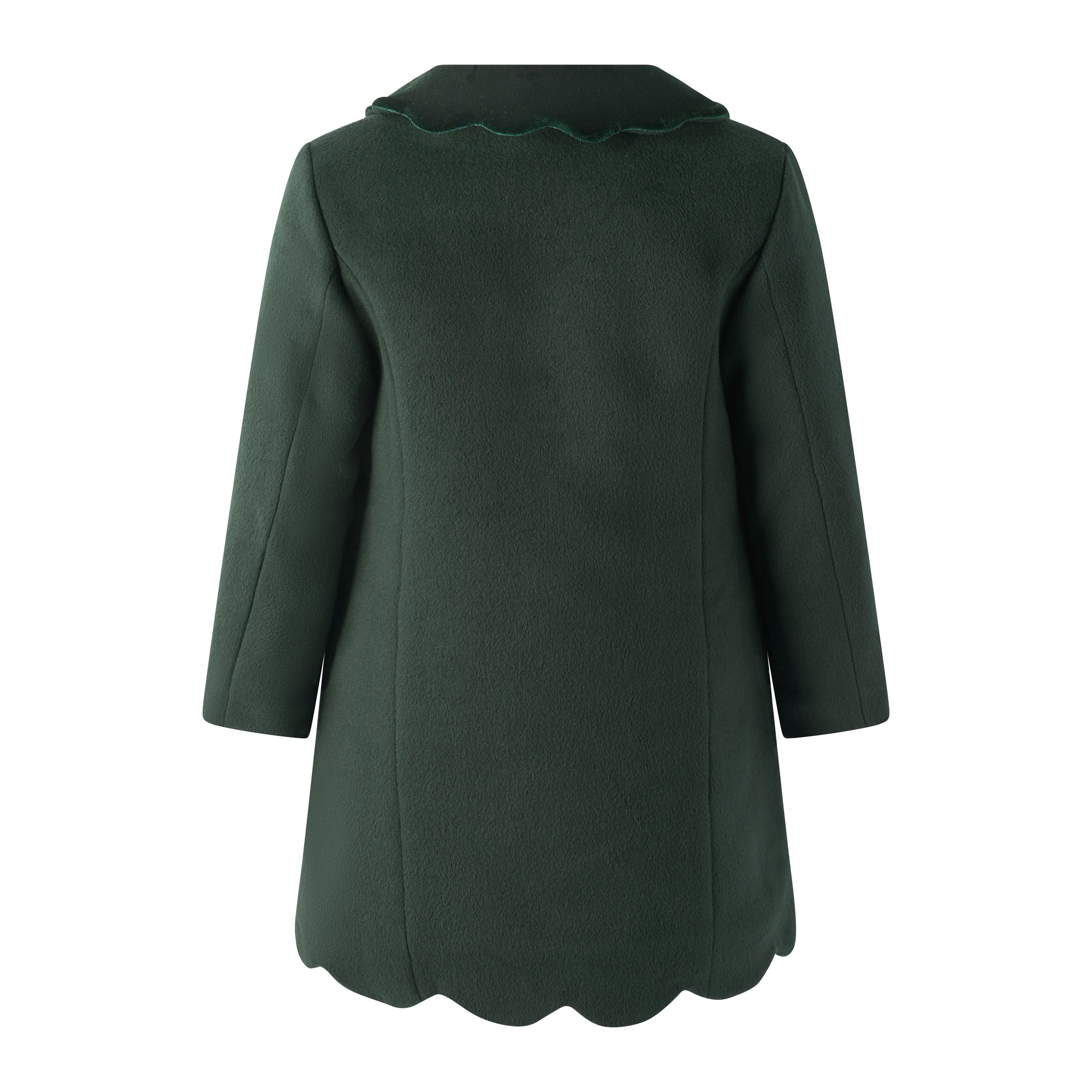 Rachel Riley Green Scalloped Dress Coat, back view
