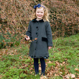 Rachel Riley Green Scalloped Dress Coat, scalloped collar detail