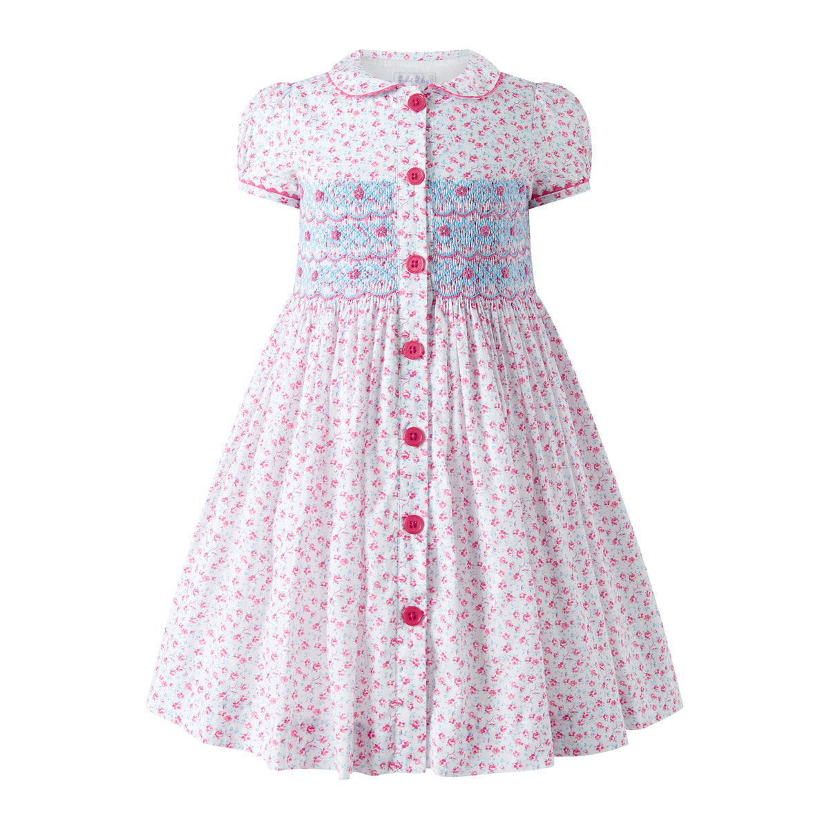 Floral Smocked Button-Front Dress