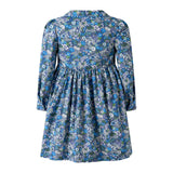 Back of Rachel Riley navy Dahlia smocked dress