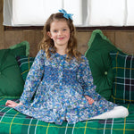 Rachel Riley navy Dahlia smocked button-front dress, alternate view