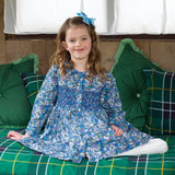 Rachel Riley navy Dahlia smocked button-front dress, alternate view