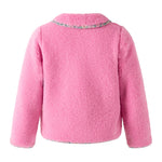 Rachel Riley Pink Shearling Floral Trim Jacket, back view