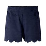 Navy Cord Scalloped Shorts