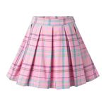 Pink Check Pleated Skirt