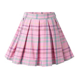 Pink Check Pleated Skirt