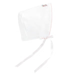 Baby Club Chic sweet bows embroidered pima bonnet with crochet trim in pink
