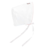 Baby Club Chic sweet bows embroidered pima bonnet with crochet trim in pink