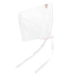 Baby Club Chic blossom moon embroidered pima bonnet with crochet trim in pink