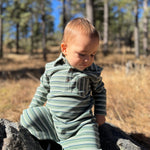 Kingston Polo Romper Green Dbl Stripe
