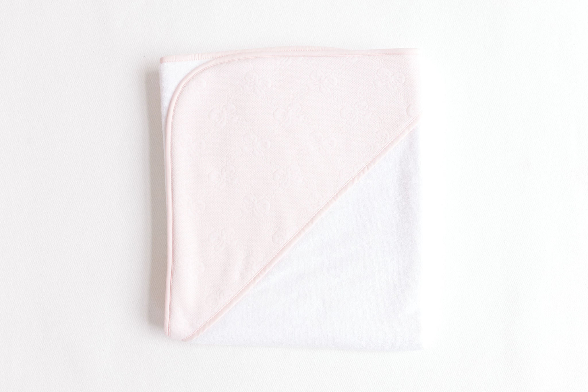 Terry Tots hooded towel with pink jacquard bows