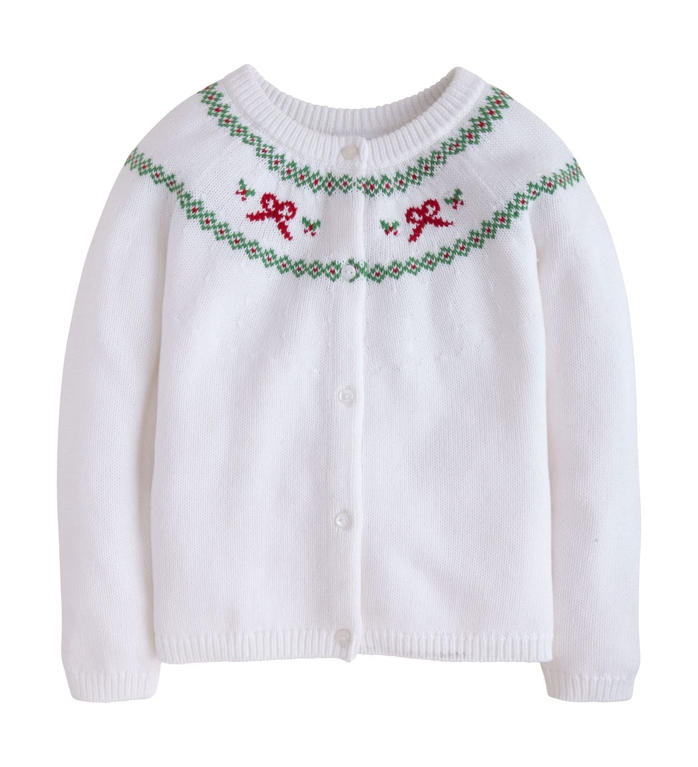 Little English Holiday Bow Fair Isle Cardigan