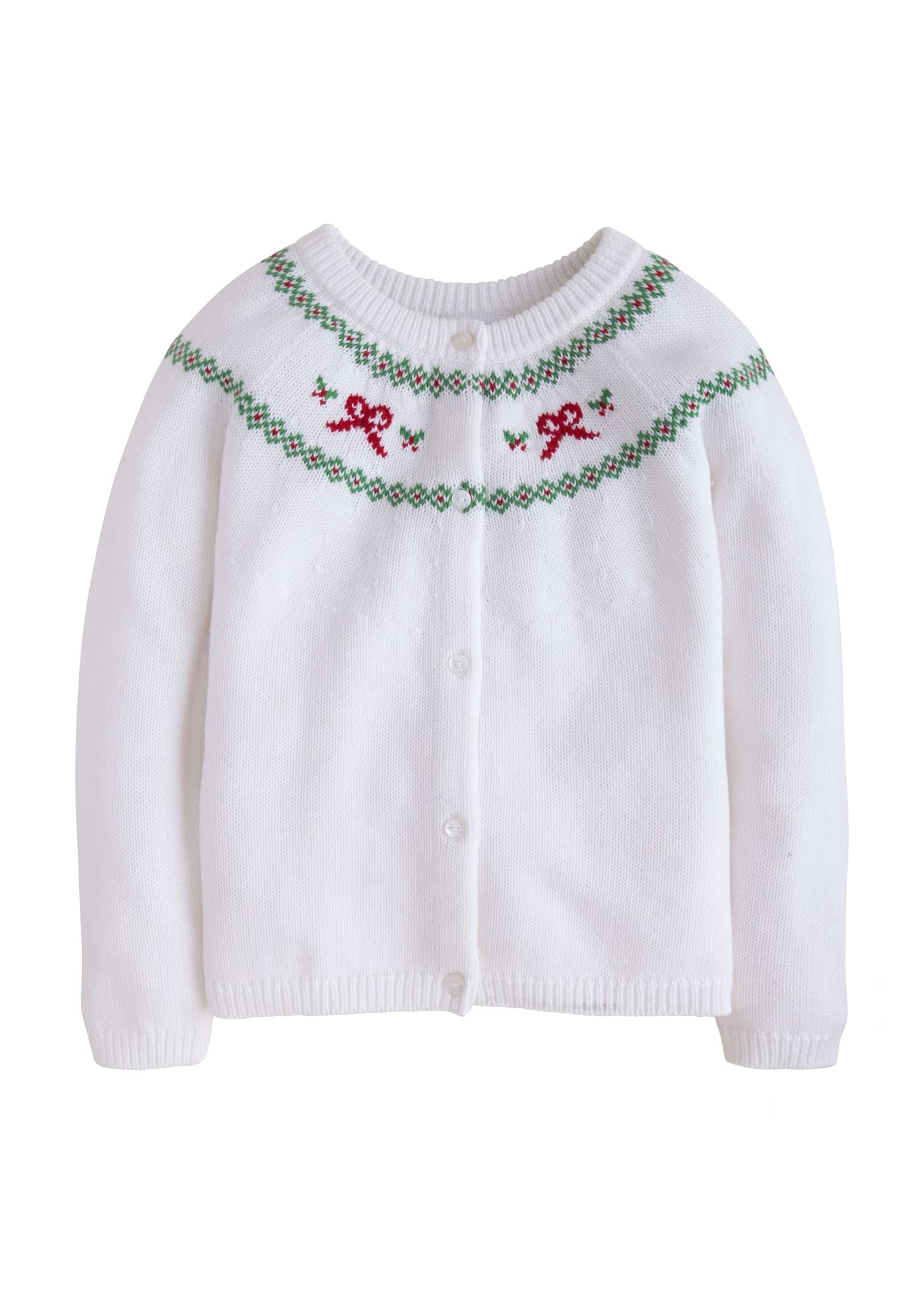 Little English Holiday Bow Fair Isle Cardigan