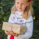 Little English Holiday Bow Fair Isle Cardigan styled